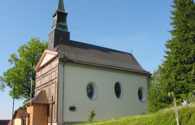 Hl. Anna Kirche in Puchenstuben mit grünem Umfeld und blauem Himmel.